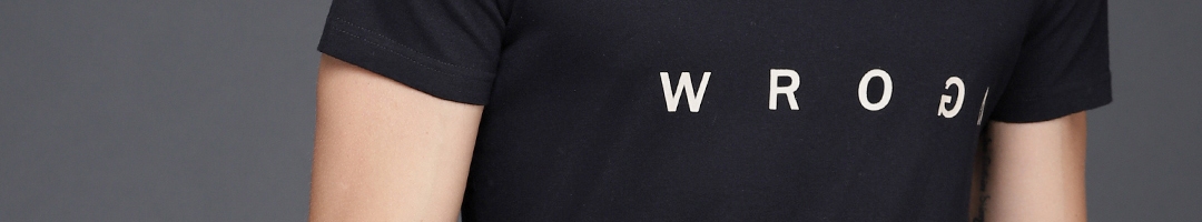 Buy WROGN Men Black Printed Round Neck T Shirt - Tshirts for Men ...