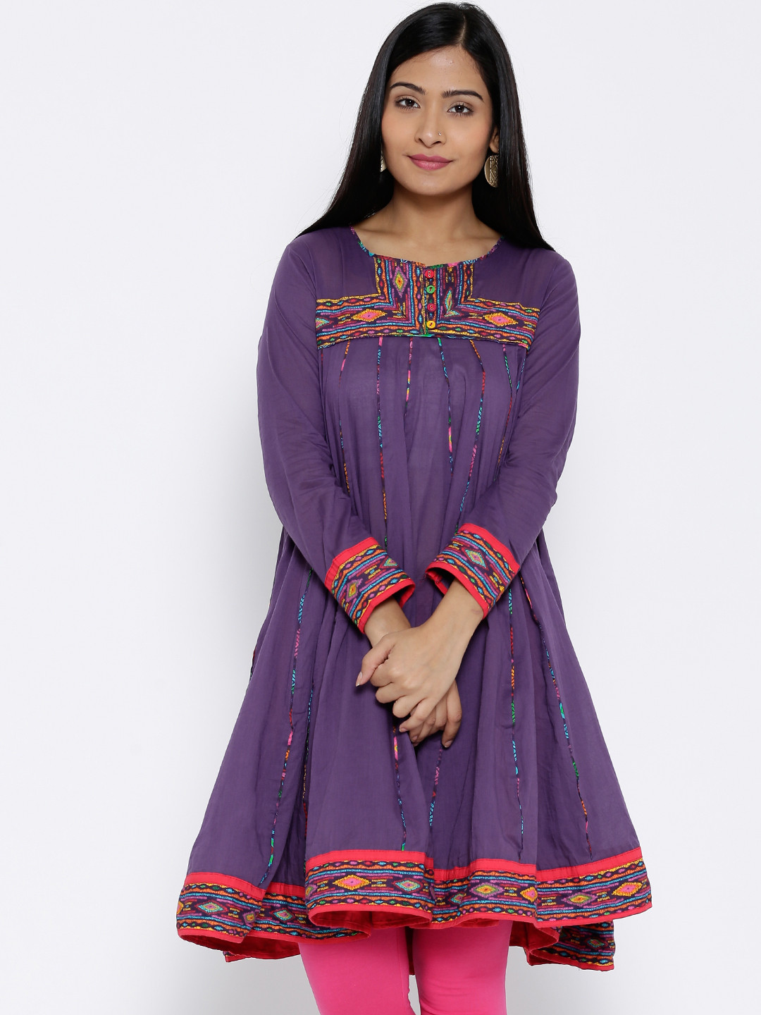 Buy BIBA Purple Ikat Print Anarkali Kurta Kurtas for Women 478832