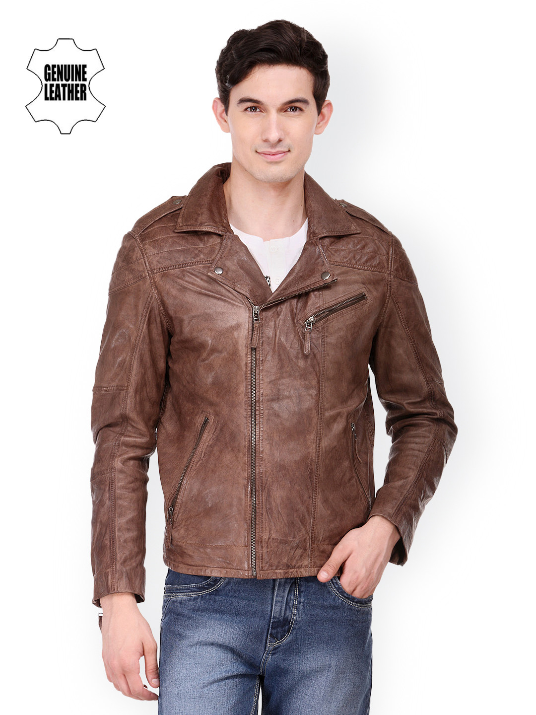 Buy Teakwood Leathers Men Brown Jacket Jackets for Men 486972 Myntra