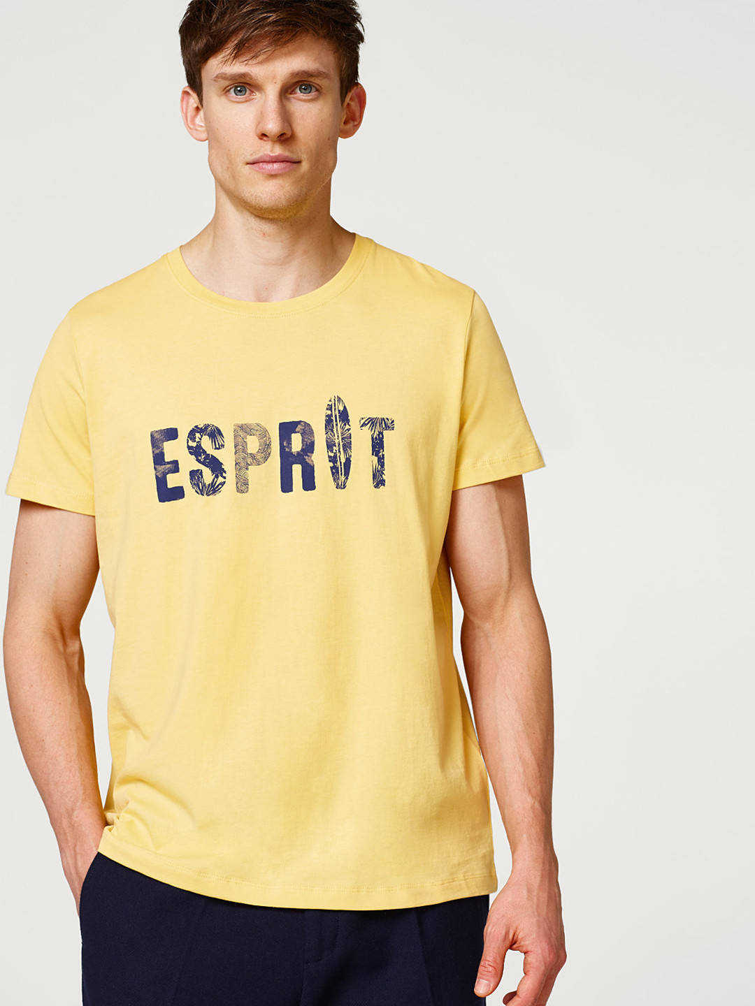 Buy ESPRIT Men Yellow Brand Print Round Neck T Shirt Tshirts for Men
