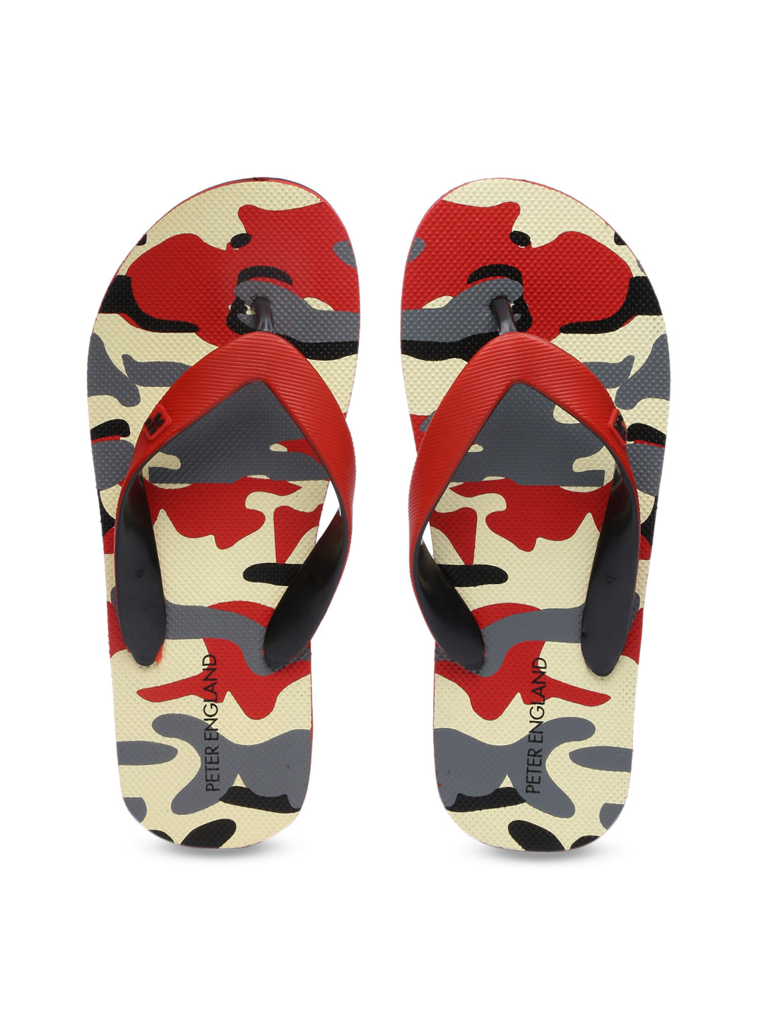 Buy Peter England Men Red & Grey Printed Thong Flip Flops Flip Flops