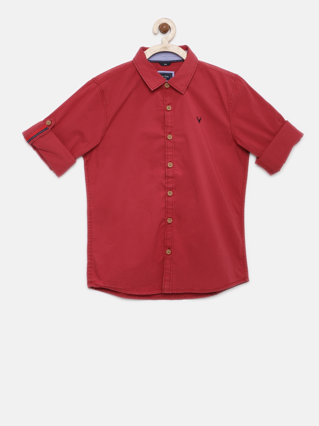 Buy Allen Solly Junior Boys Maroon Regular Fit Solid Casual Shirt ...