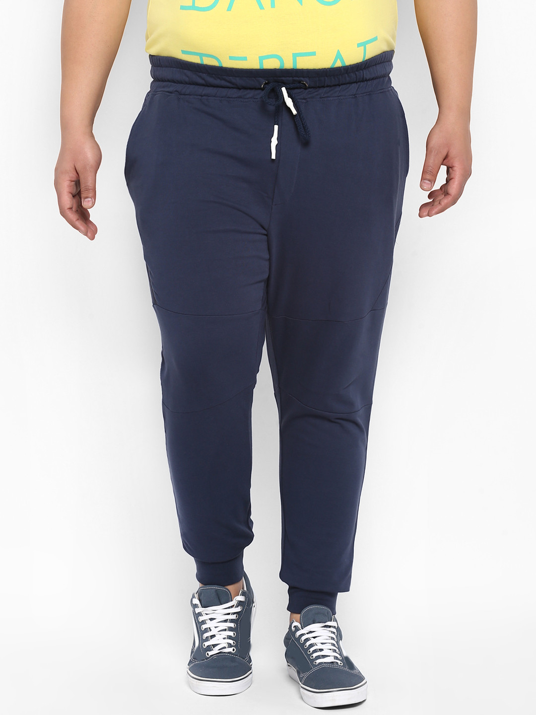 Buy ALL Plus Size Men Navy Blue Solid Joggers Track Pants for Men