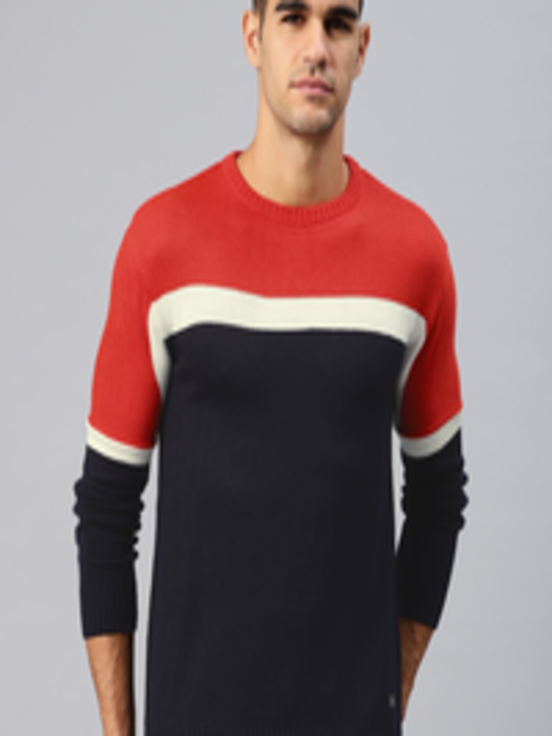 Buy HRX By Hrithik Roshan Men Navy Blue & Orange Athleisure Sweater ...