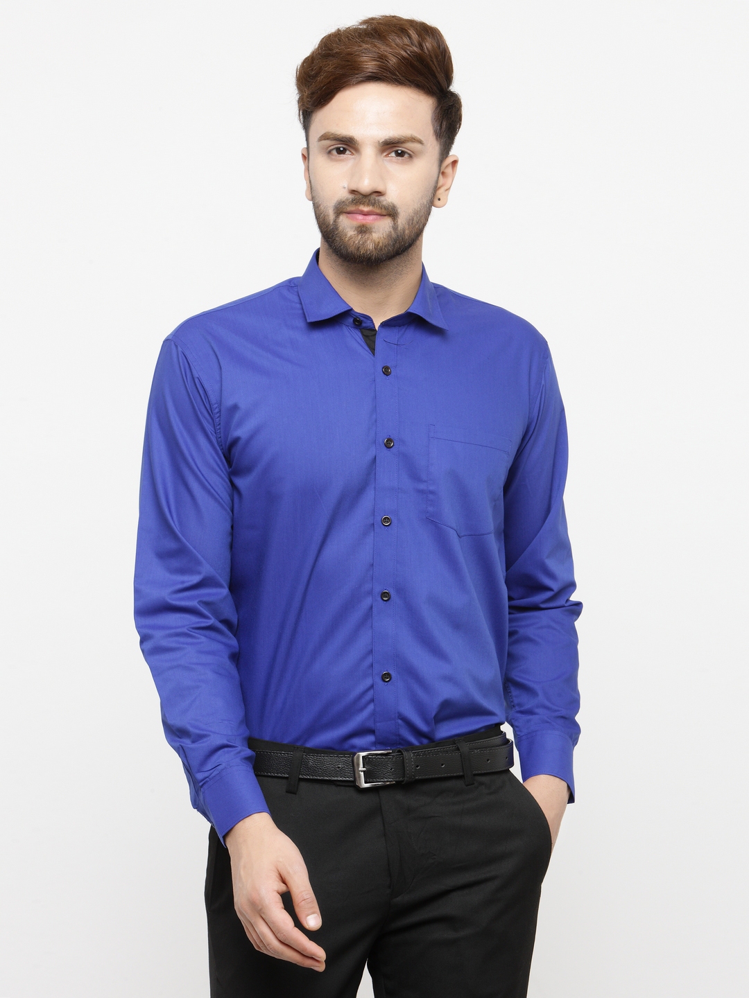 Buy JAINISH Men Blue Classic Slim Fit Solid Formal Shirt - Shirts for ...