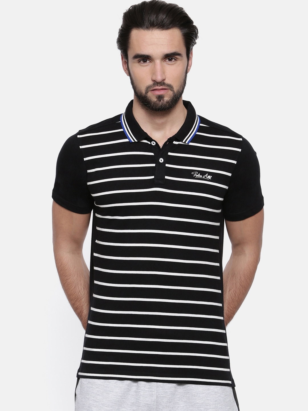 Buy Proline Men Black Striped Polo Collar T Shirt - Tshirts for Men ...