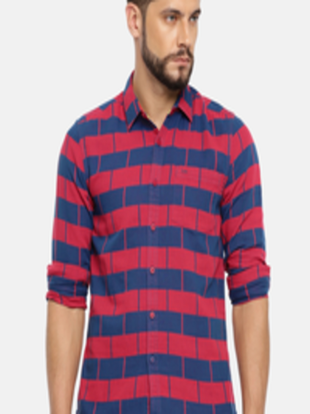 Buy Lee Men Red & Blue Slim Fit Striped Casual Shirt - Shirts for Men ...