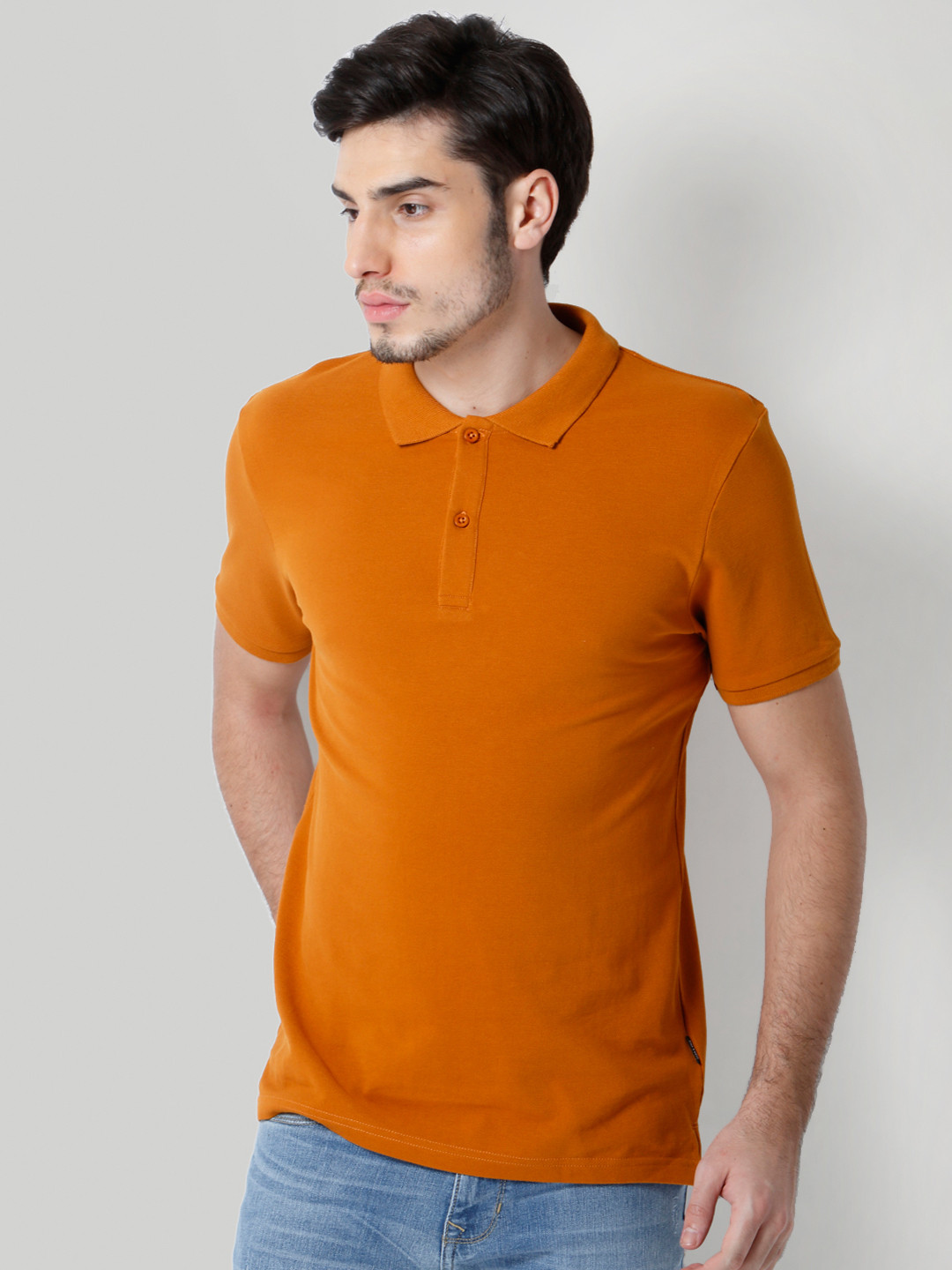 Buy ONLY & SONS Men Mustard Yellow Solid Polo Collar T Shirt Tshirts