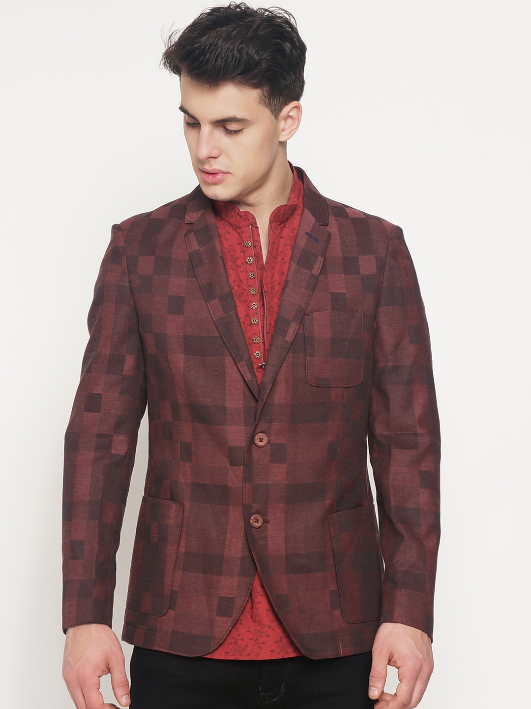 slim fit maroon blazer