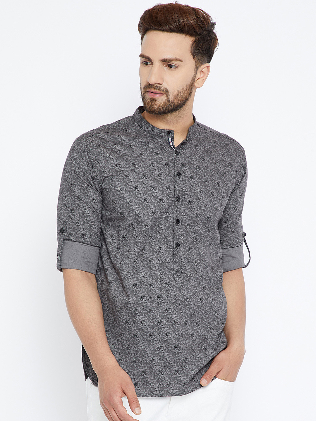 Buy Even Men Grey Printed Straight Kurta Kurtas for Men 5355481 Myntra