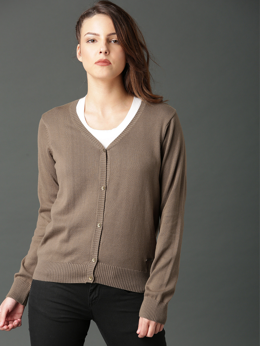 Buy Roadster Women Olive Green Solid Cardigan Sweaters for Women