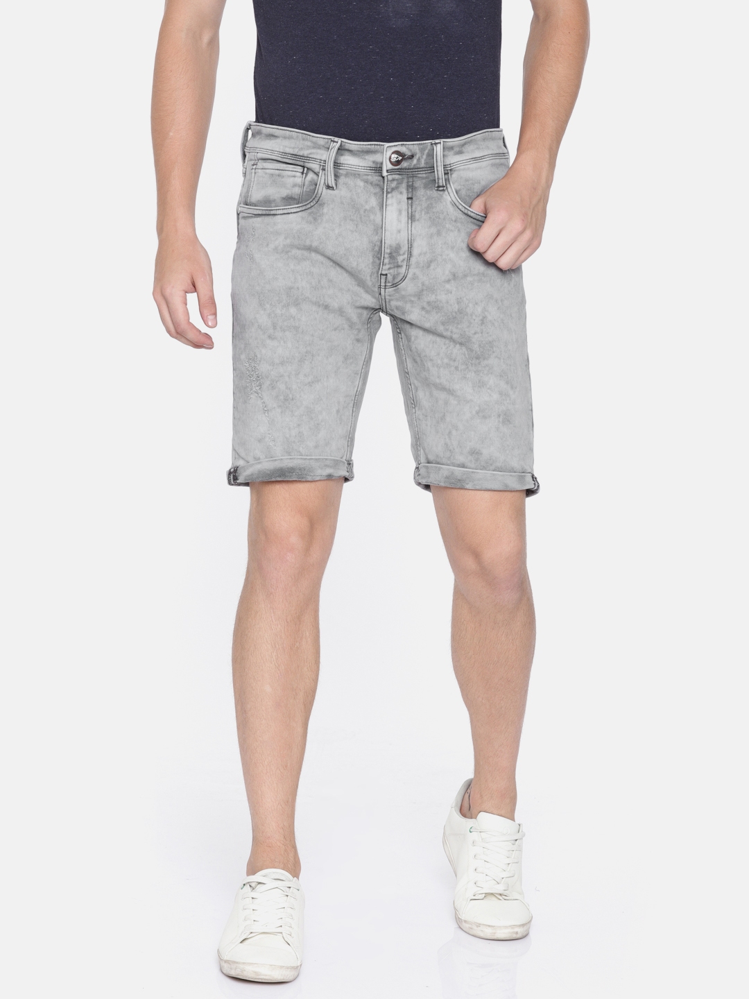 Buy Ed Hardy Men Grey Washed Regular Fit Denim Shorts - Shorts for Men ...