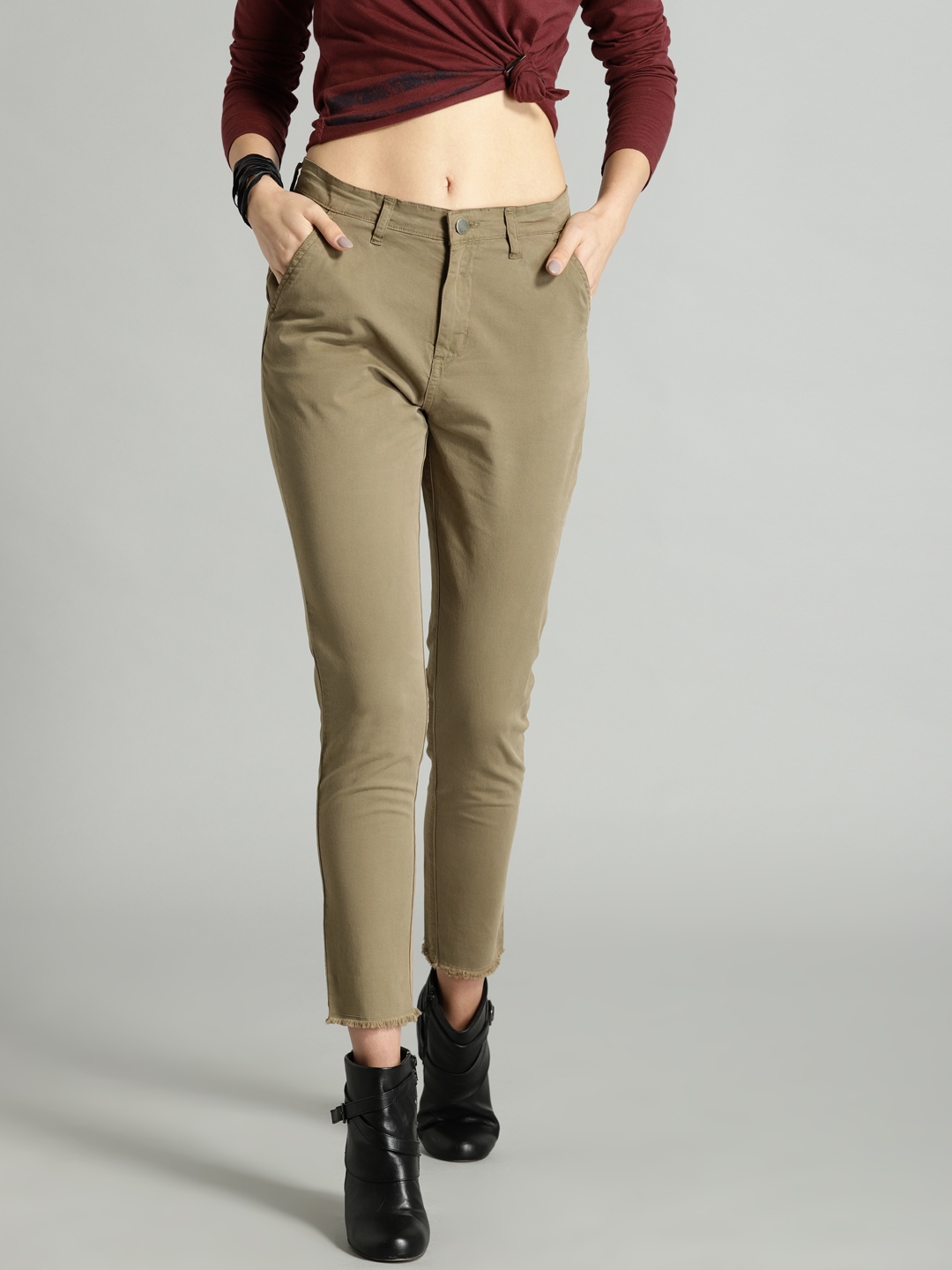 olive green trousers for ladies