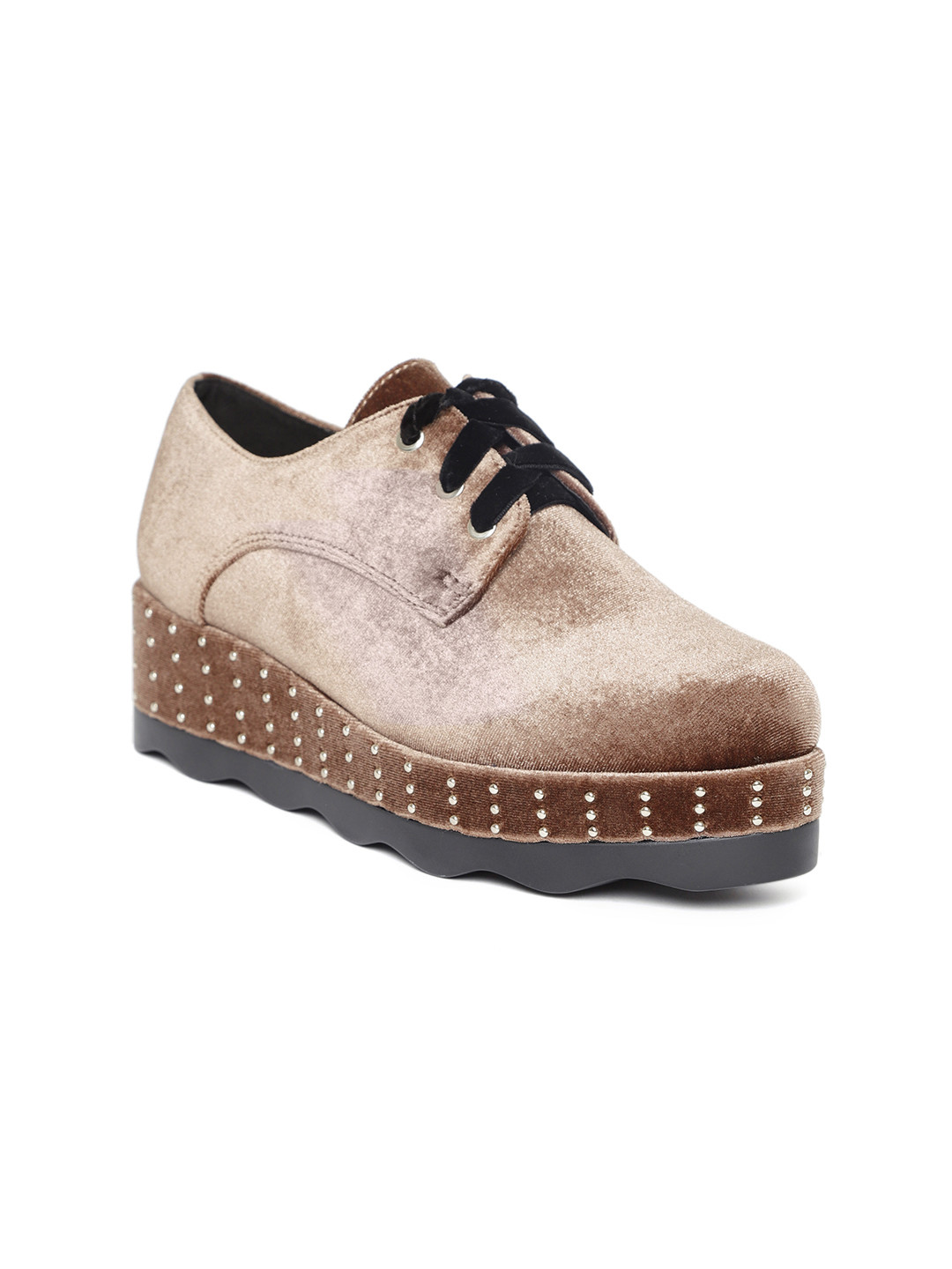 Buy Madame Women Brown Velvet Flatform Sneakers Casual Shoes for