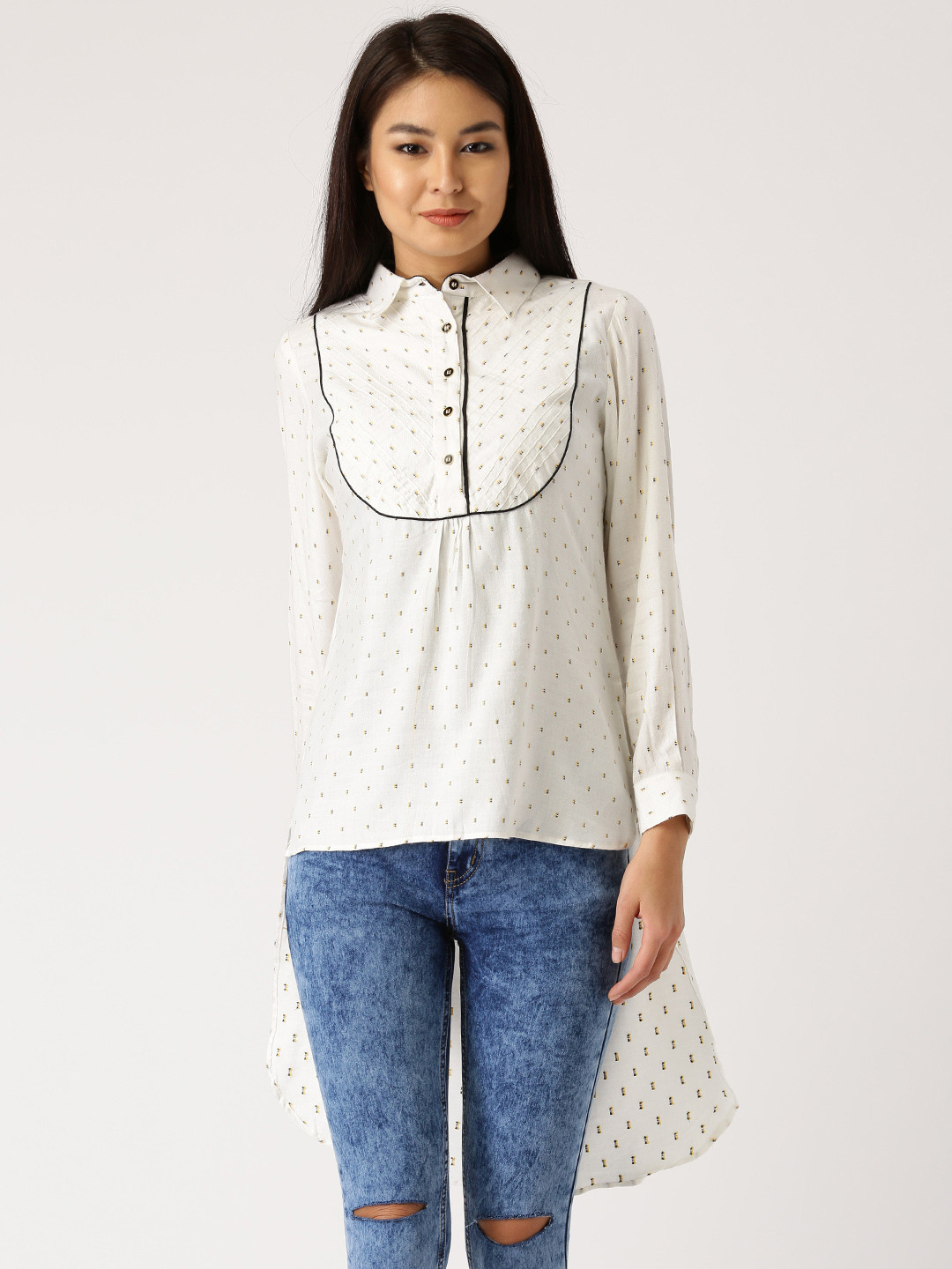 Buy Jaipur Kurti Women White Straight Regular Fit Printed Casual Shirt