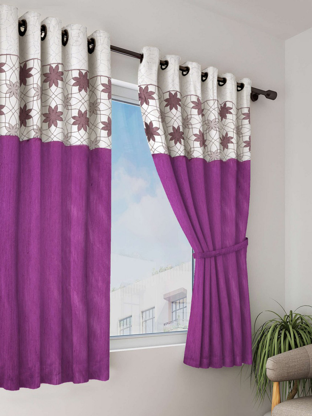 Buy Bianca Purple Window Curtain Curtains And Sheers for Unisex