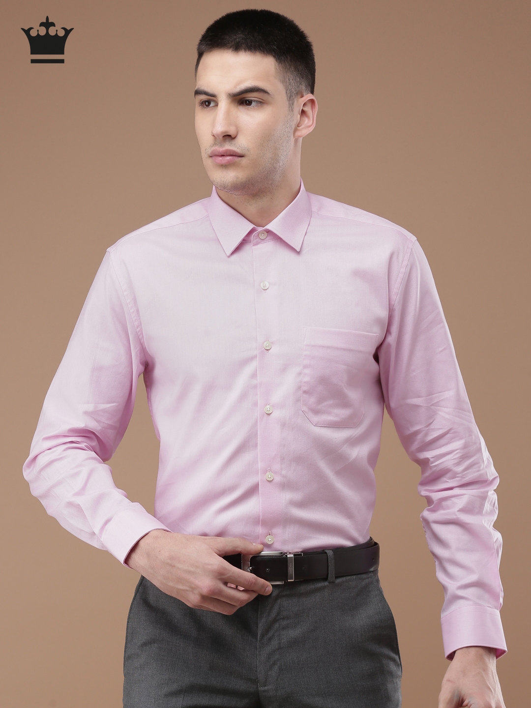 Buy Louis Philippe Men Pink Slim Fit Self Design Formal Shirt - Shirts ...