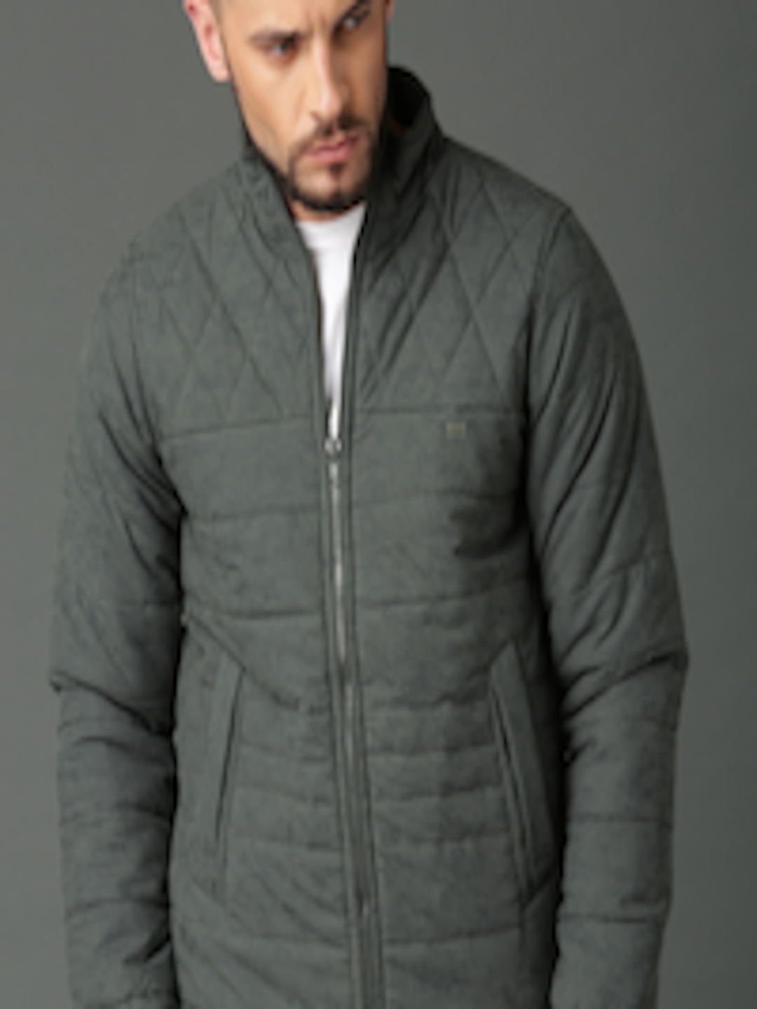 Buy Roadster Men Grey Solid Padded Jacket - Jackets for Men 5392173 ...