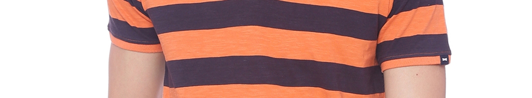 Buy Basics Men Orange Striped Polo Collar T Shirt - Tshirts for Men ...