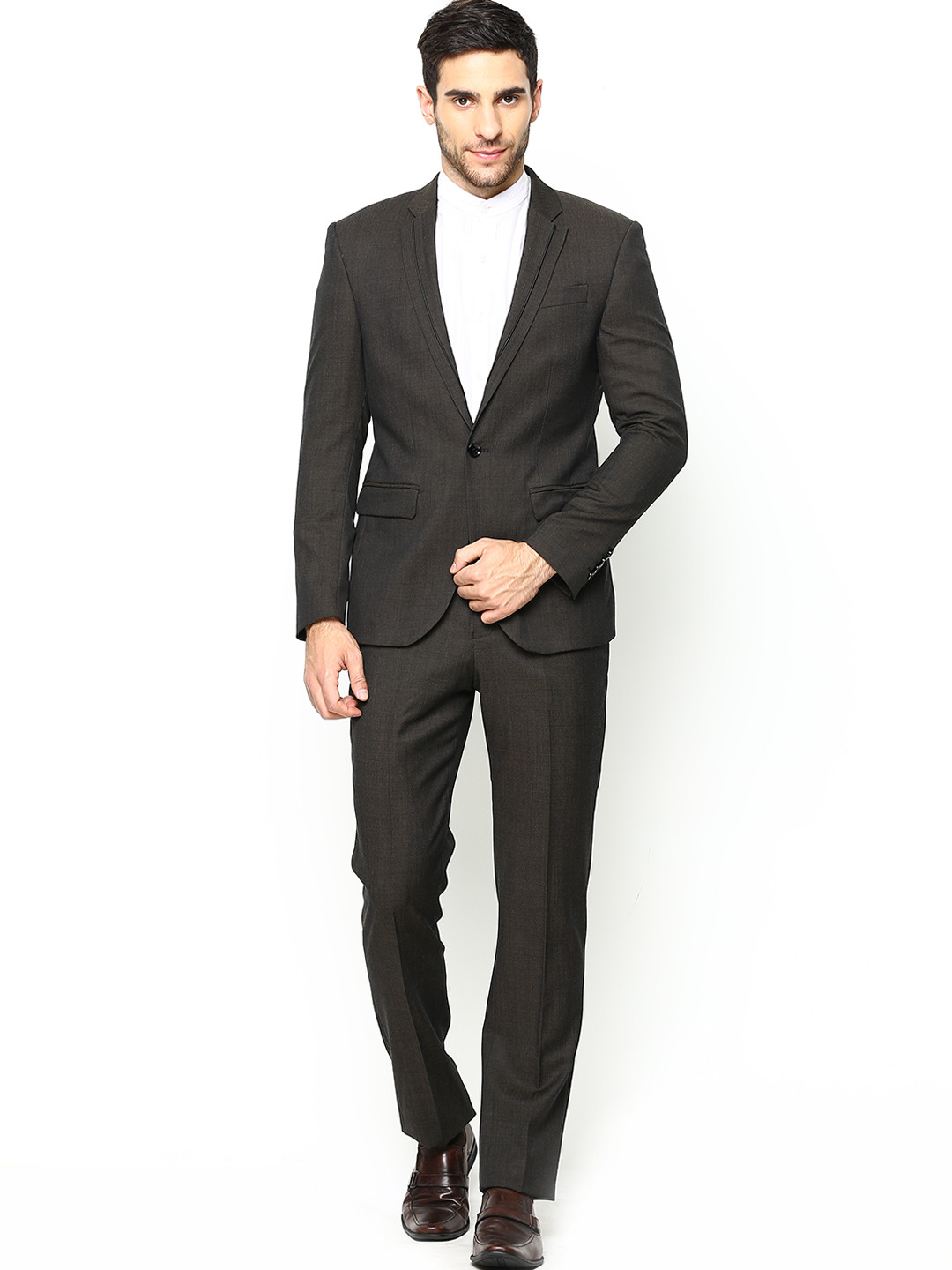 Buy Blackberrys Men Brown Woollen Slim Fit Single Breasted Formal Suit