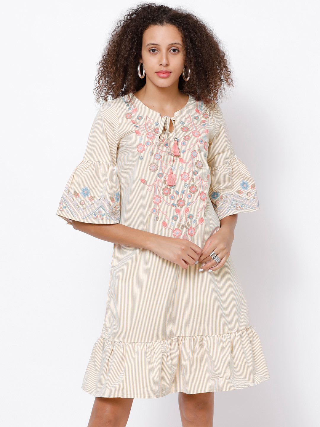 Buy Tokyo Talkies Women Beige Printed A Line Dress - Dresses for Women 5415245 | Myntra