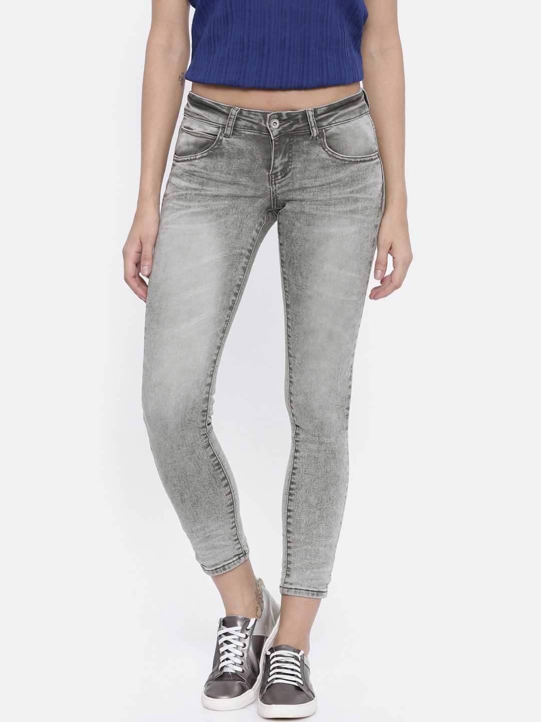 Buy Deal Jeans Women Grey Skinny Fit Mid Rise Clean Look Stretchable