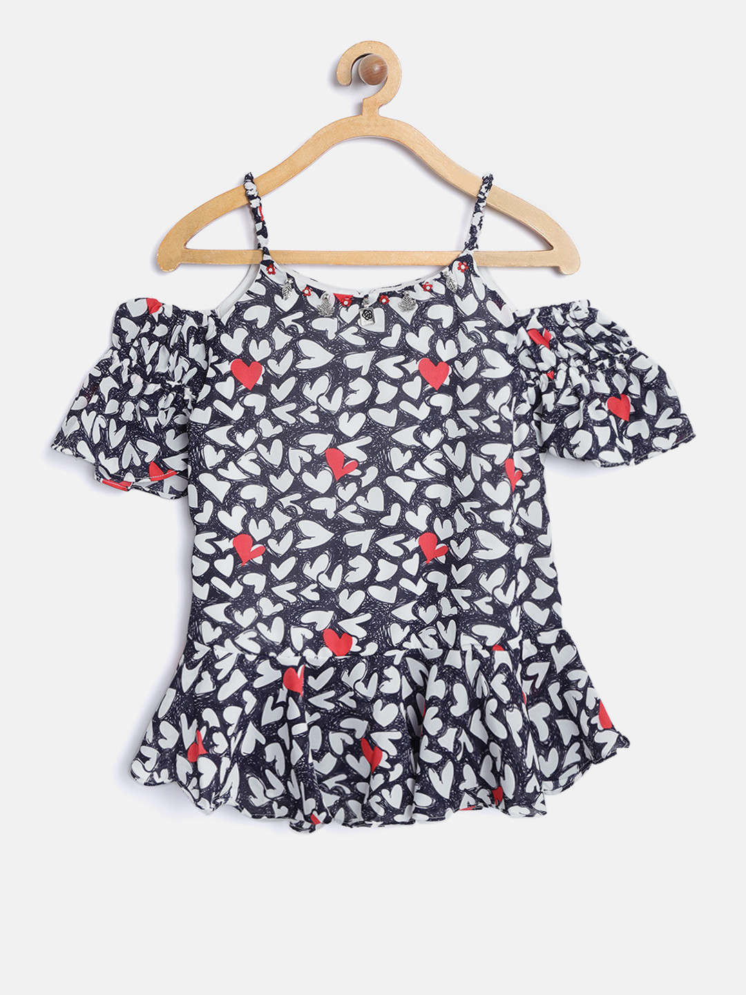 Buy Tiny Girl Navy & White Printed Top Tops for Girls 5421759 Myntra