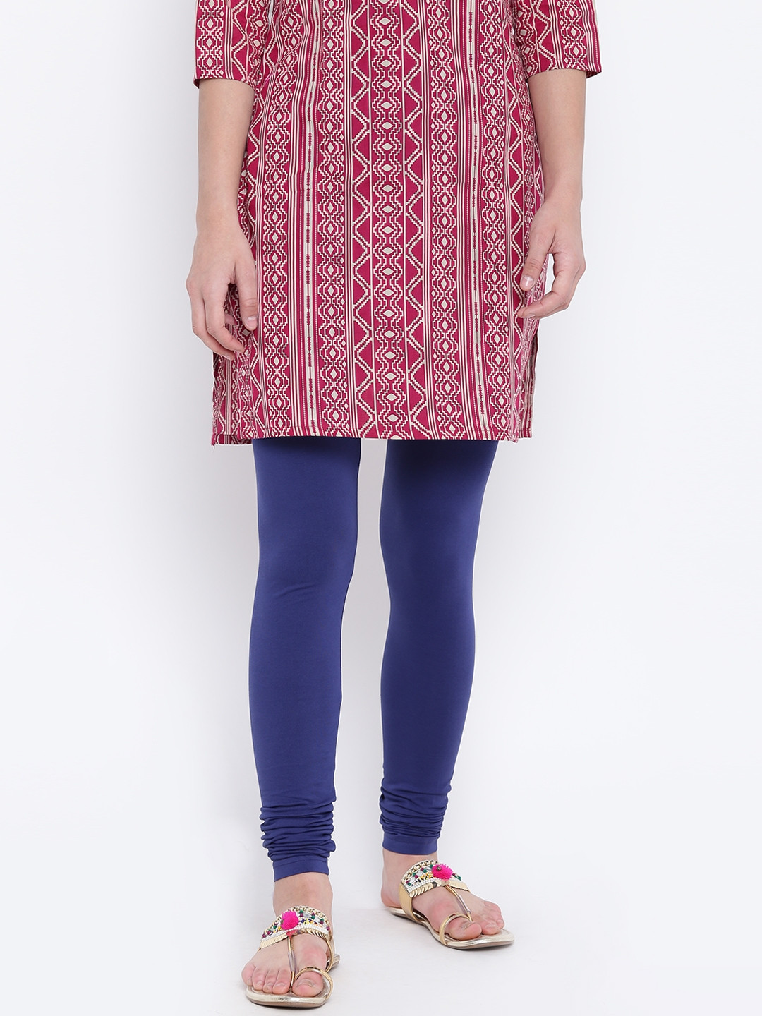 Buy Karigari Navy Blue Churidar Leggings - Leggings for Women 5452188 | Myntra