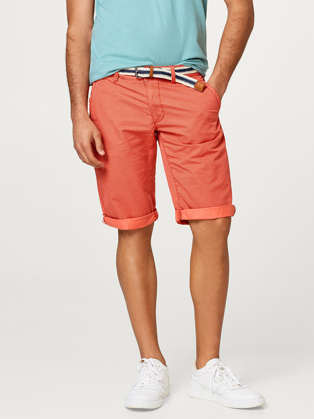 Buy ESPRIT Men Orange Printed Slim Fit Chino Shorts Shorts for Men