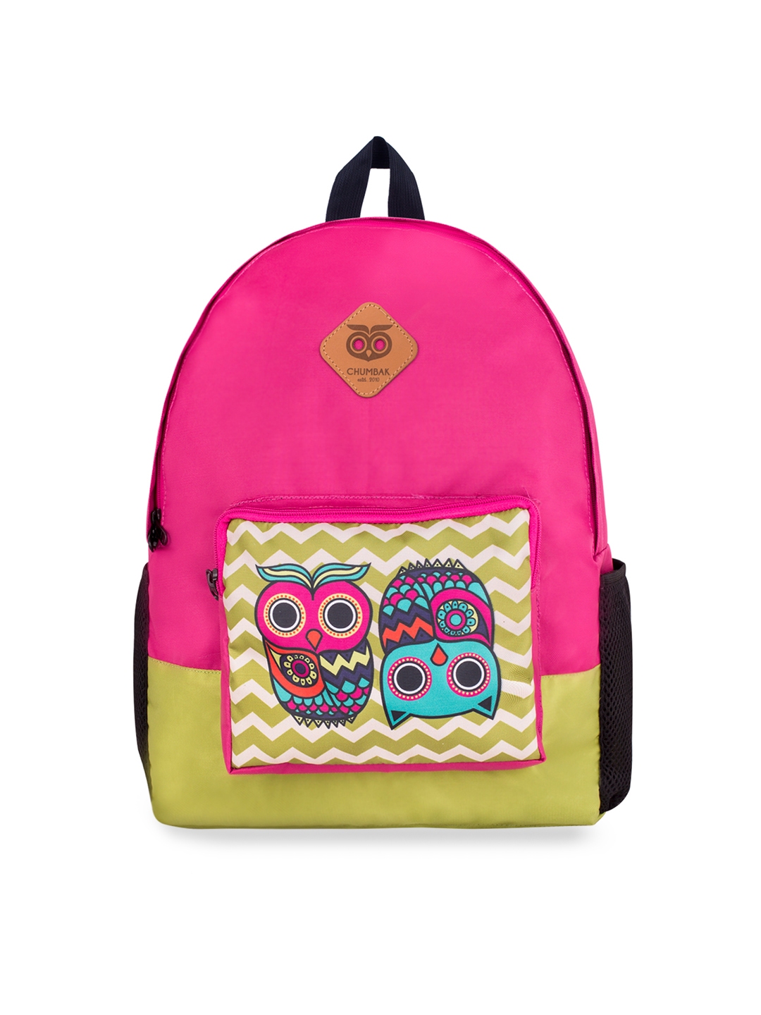 Buy Chumbak Women Pink & Green Colourblocked Backpack