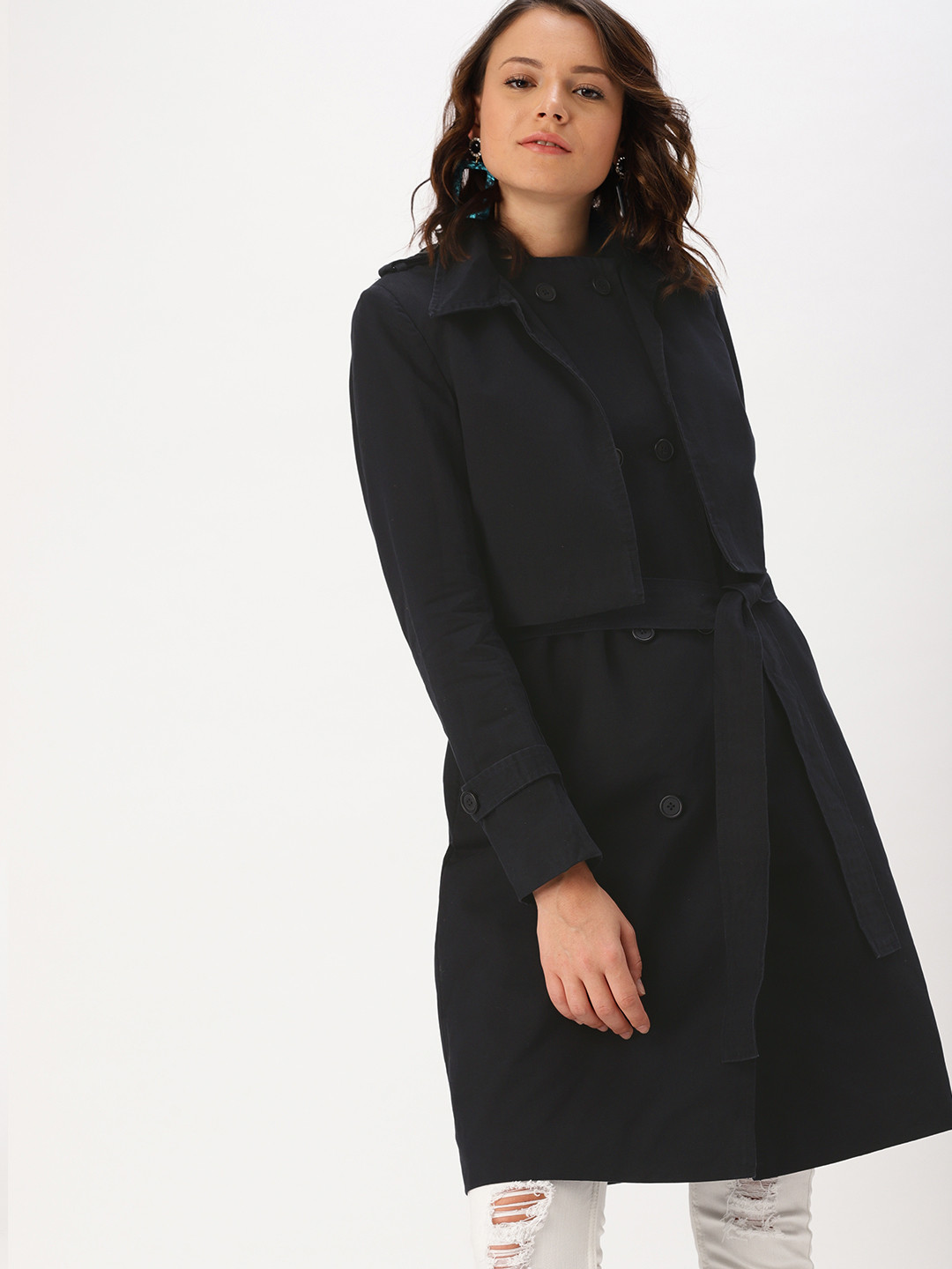 Buy DressBerry Navy Blue Trench Coat Coats for Women 5498046 Myntra