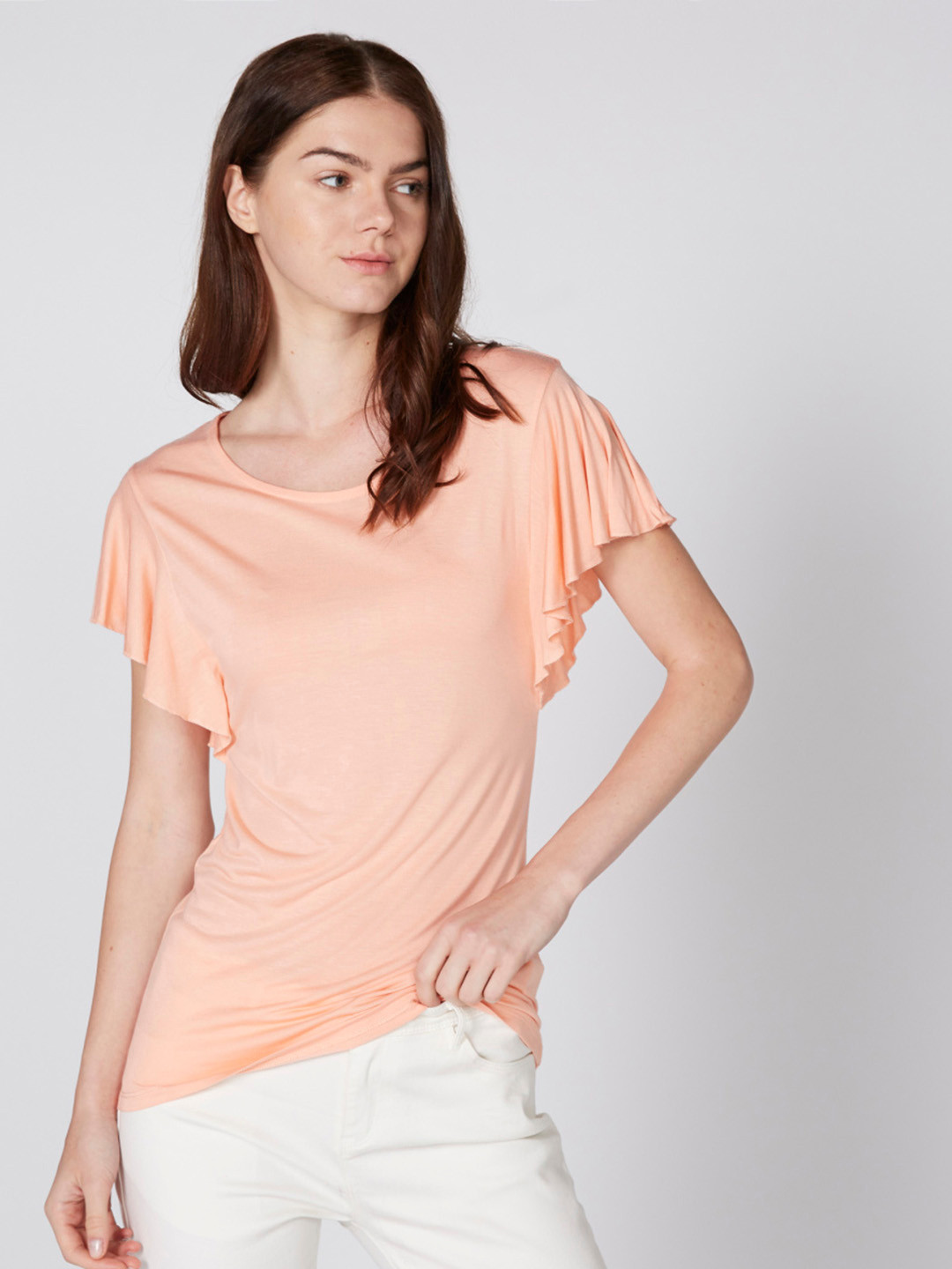 Buy Splash Women Peach Coloured Solid Top Tops for Women 5505110 Myntra