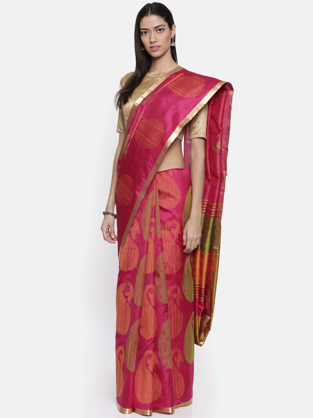 Buy The Chennai Silks Classicate Pink Woven Design Pure Silk Saree Sarees for Women 5506523