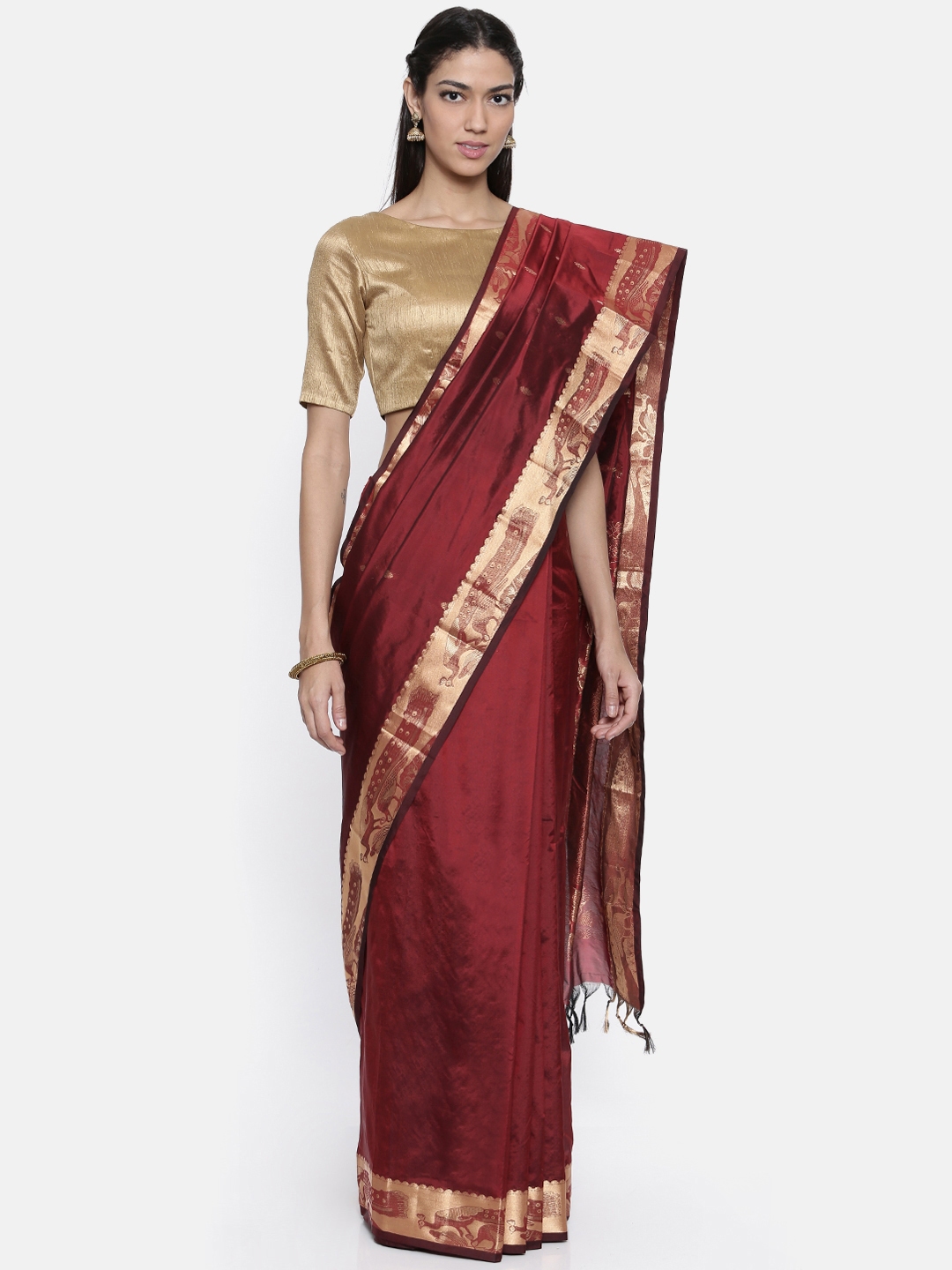 Buy The Chennai Silks Classicate Red Woven Design Pure Silk Saree Sarees For Women 5507456 8625