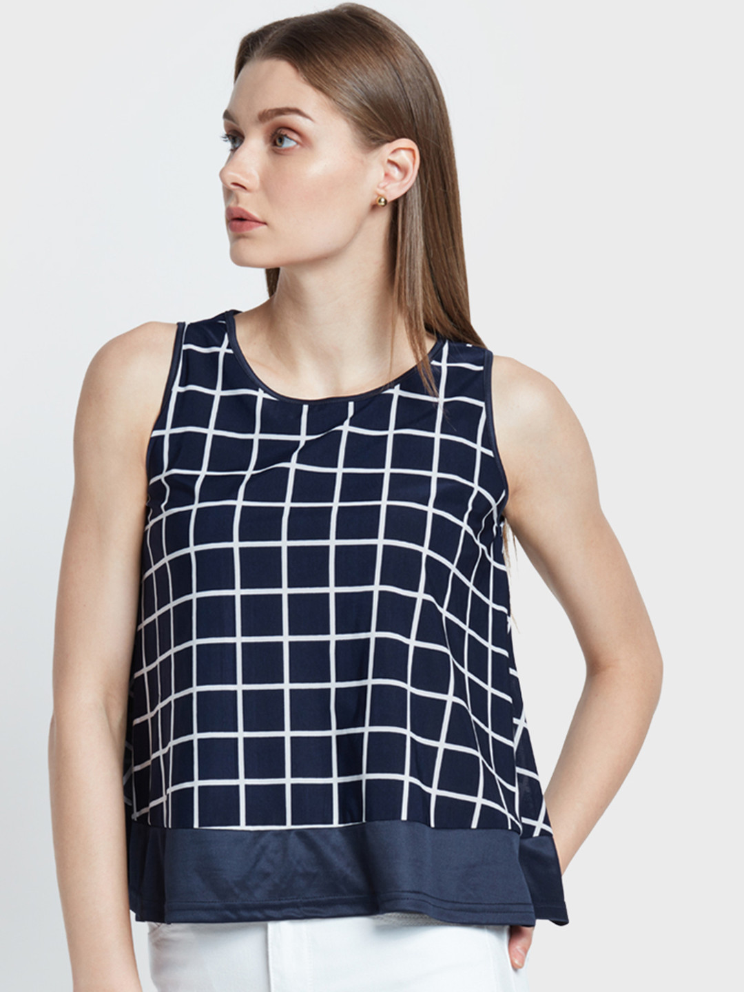 navy checked shirt womens