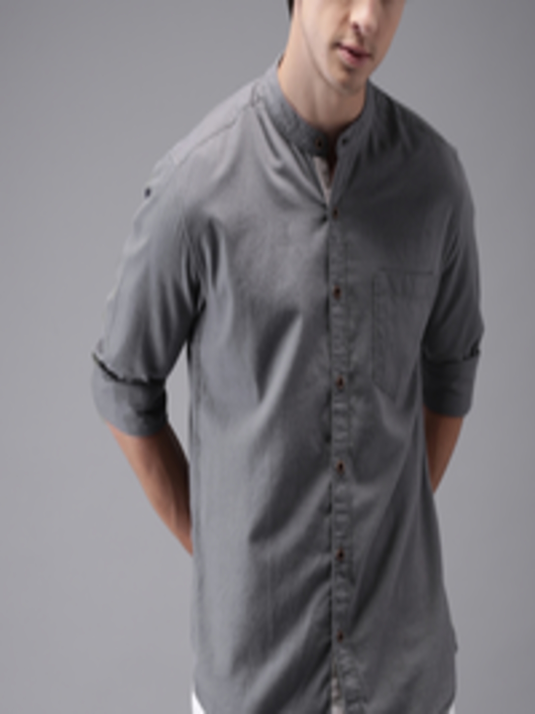 Buy Moda Rapido Men Grey Regular Fit Solid Casual Shirt - Shirts for ...