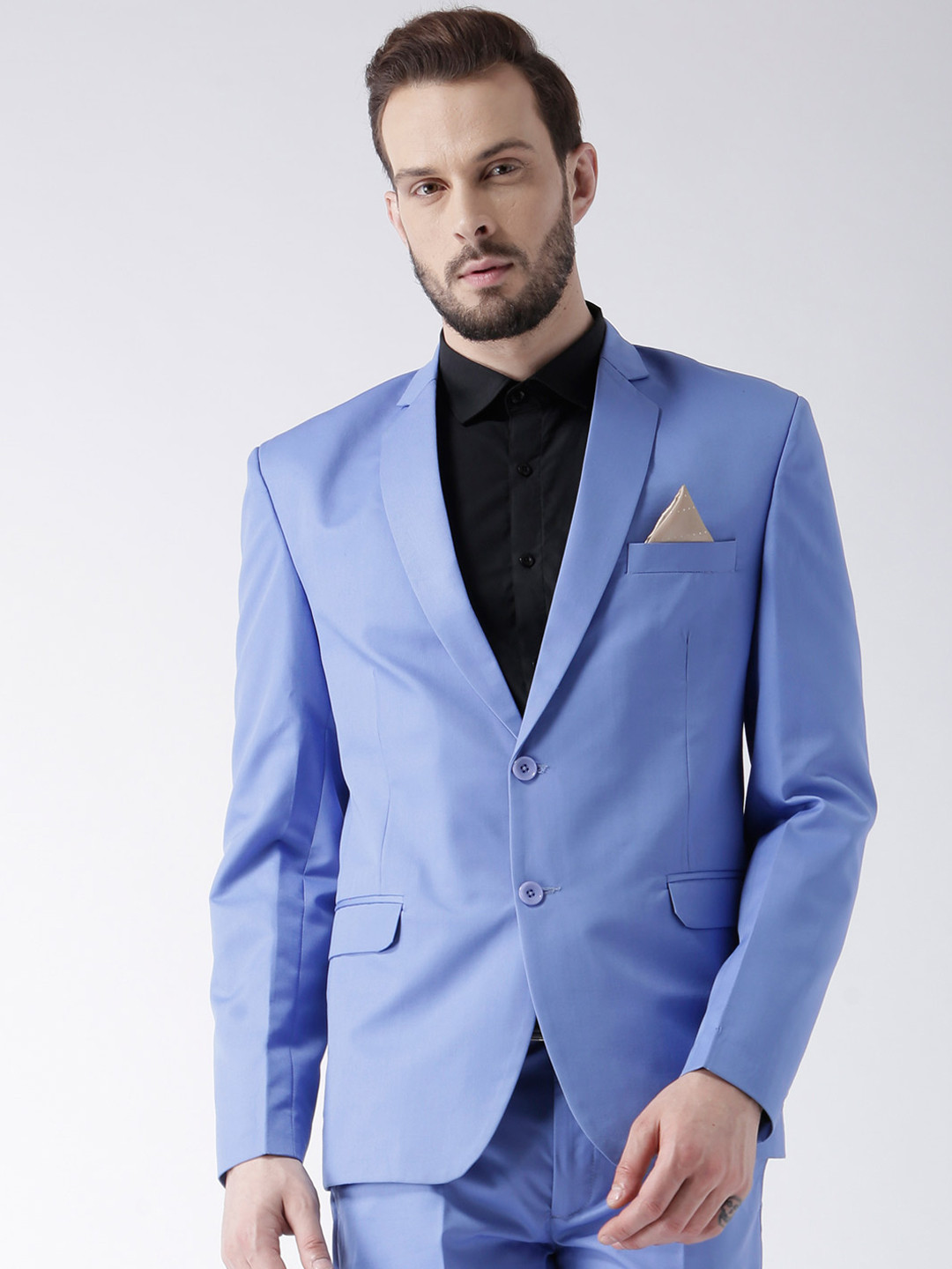 Buy Hangup Blue Solid Slim Fit Blazer Blazers for Men 5524670 Myntra
