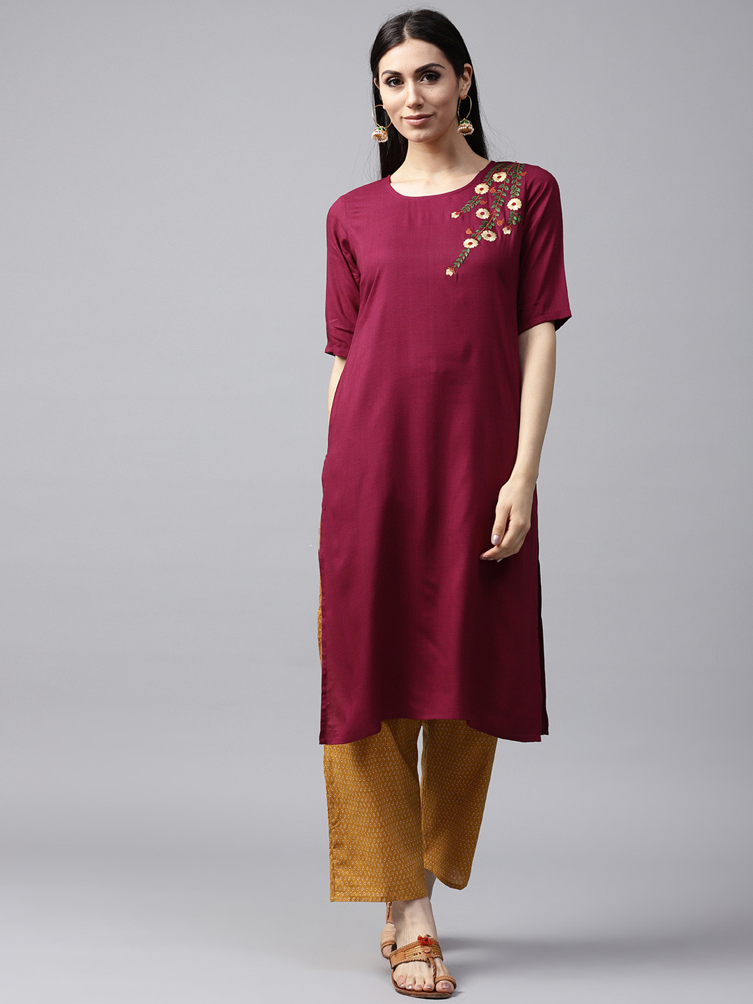 Aks black solid straight kurta clearance