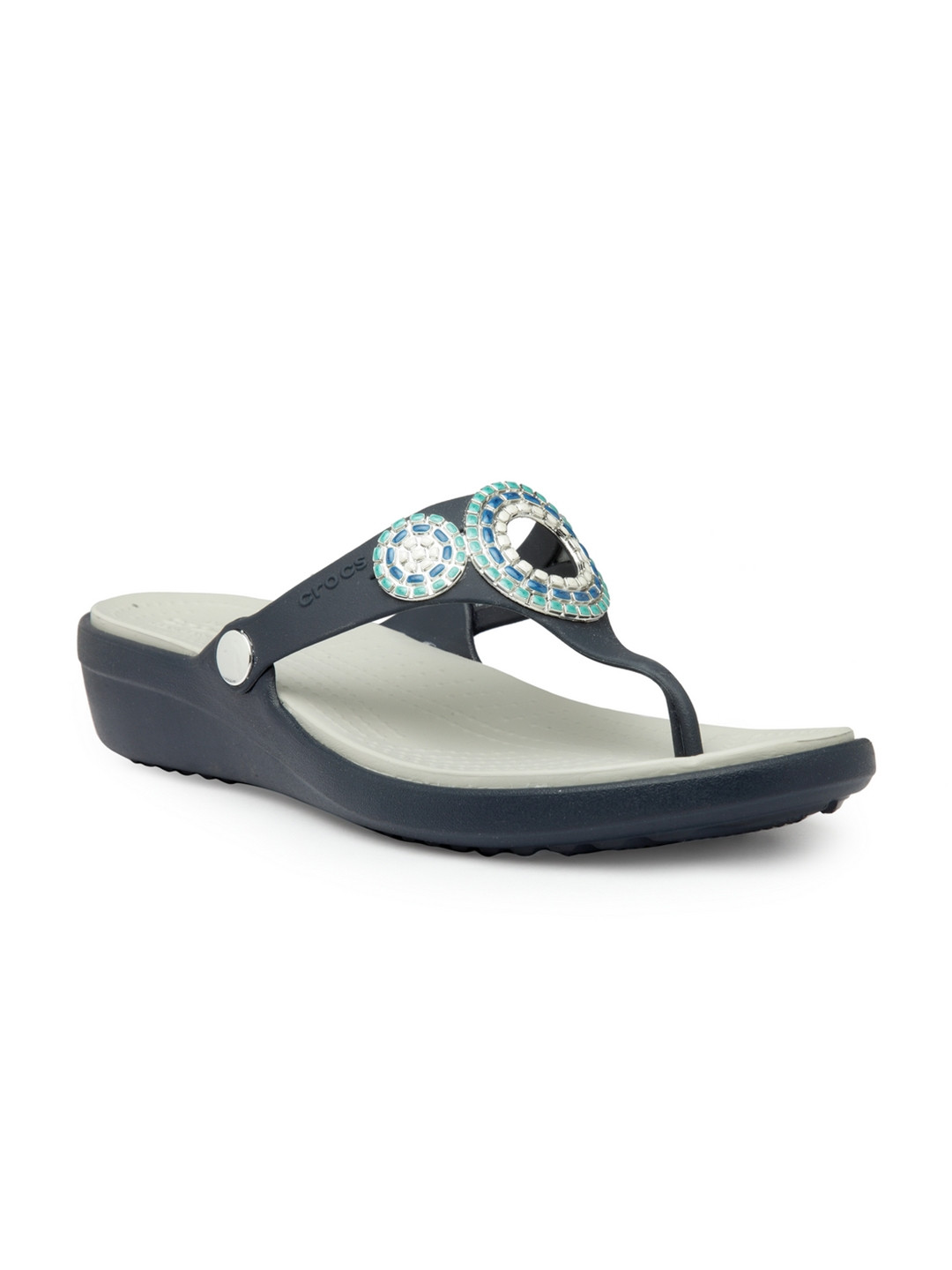 Buy Crocs Sanrah Women Navy Blue Solid Sandals Heels for Women