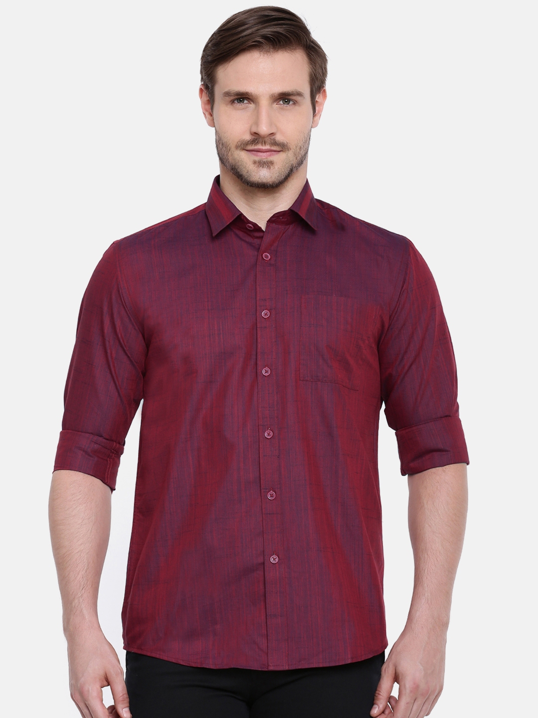 Buy Barakah Men Maroon Slim Fit Solid Casual Shirt - Shirts for Men ...