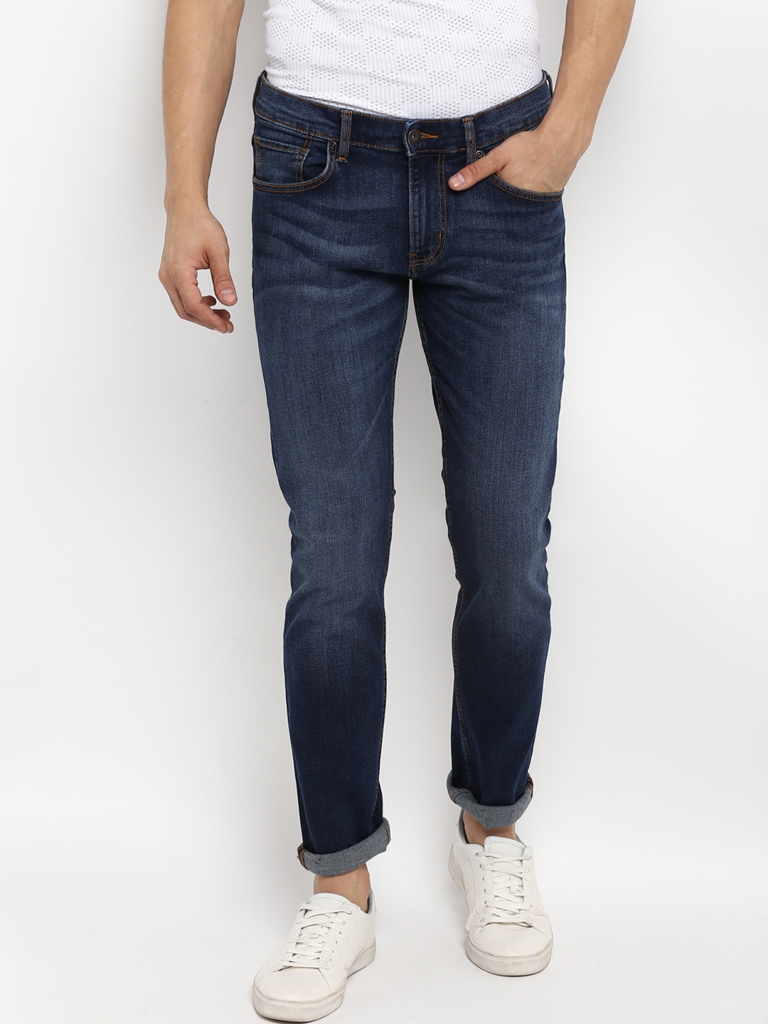 Buy Red Tape Men Blue Slim Fit Mid Rise Clean Look Jeans Jeans for