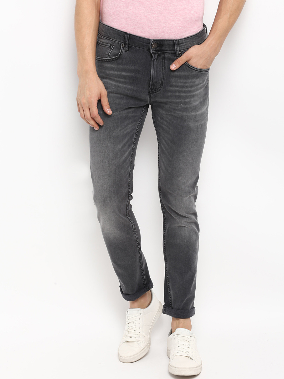 Buy Red Tape Men Charcoal Slim Fit Mid Rise Clean Look Jeans Jeans