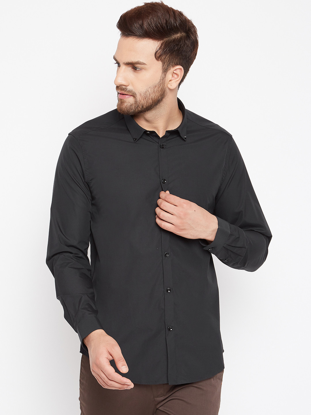 Buy Blackberrys Men Black Slim Fit Solid Casual Shirt Shirts for Men