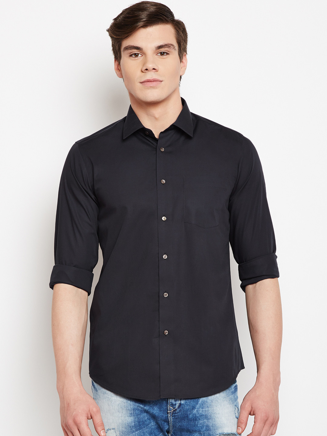 Buy Blackberrys Men Black Slim Fit Solid Casual Shirt Shirts for Men