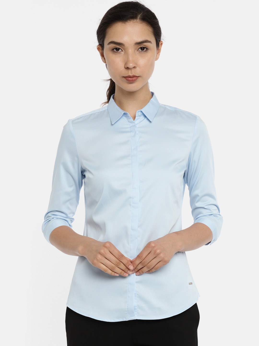 van heusen women's solid formal shirt