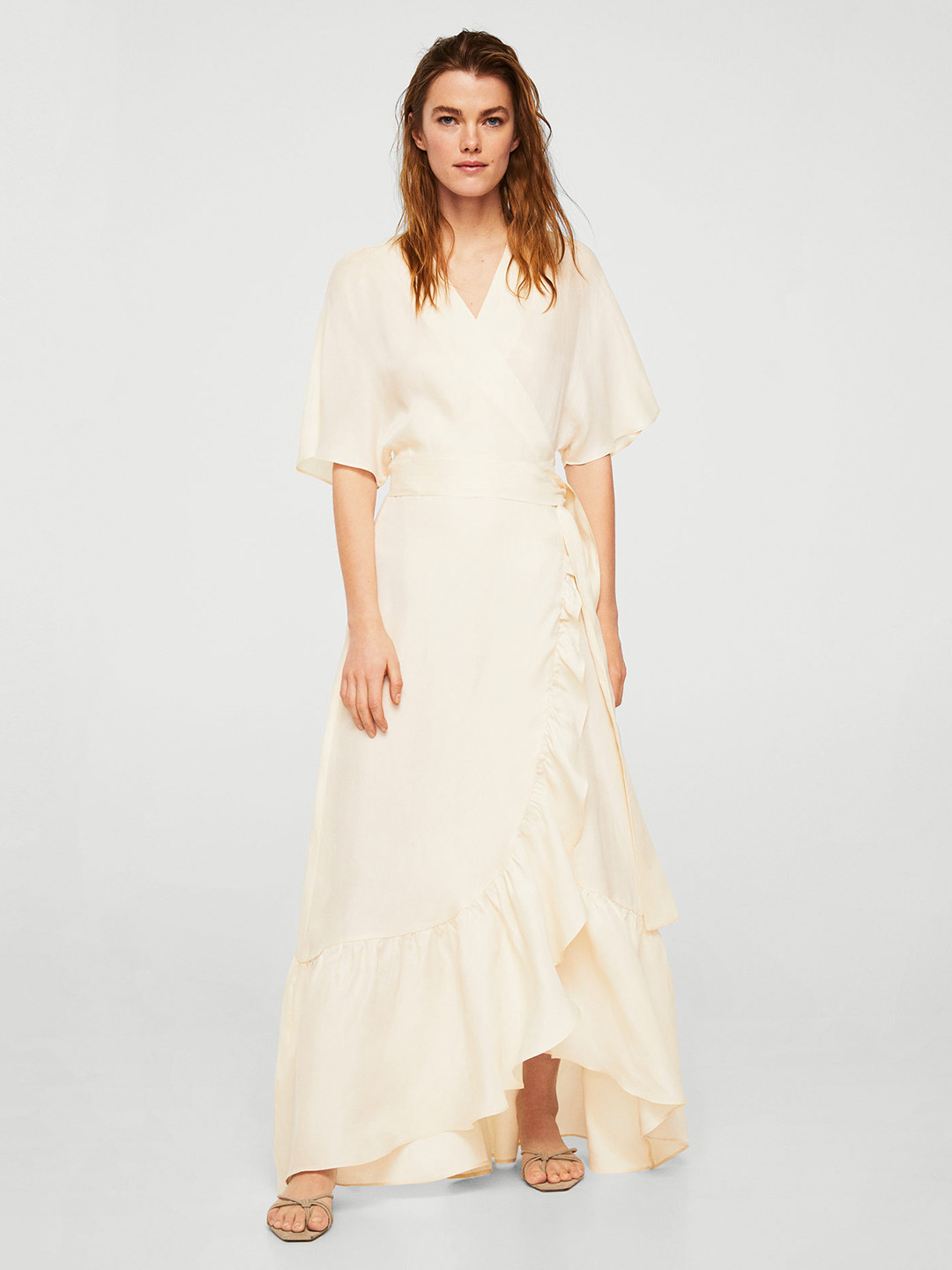 Buy MANGO Women Cream Coloured Solid Maxi Dress Dresses for Women