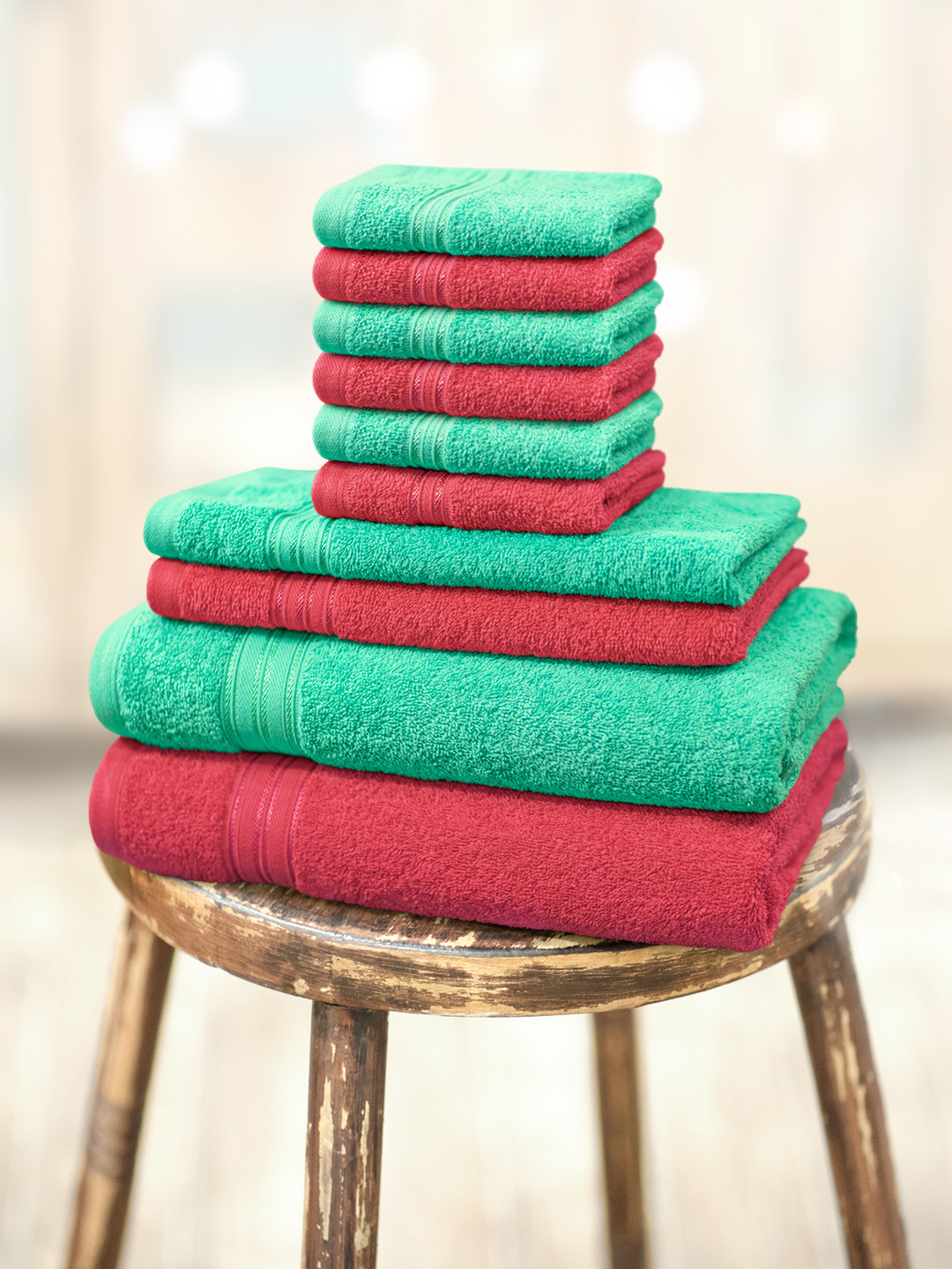 Buy Swiss Republic Pack Of 10 Cotton 480 GSM Towel Set Towel Set for