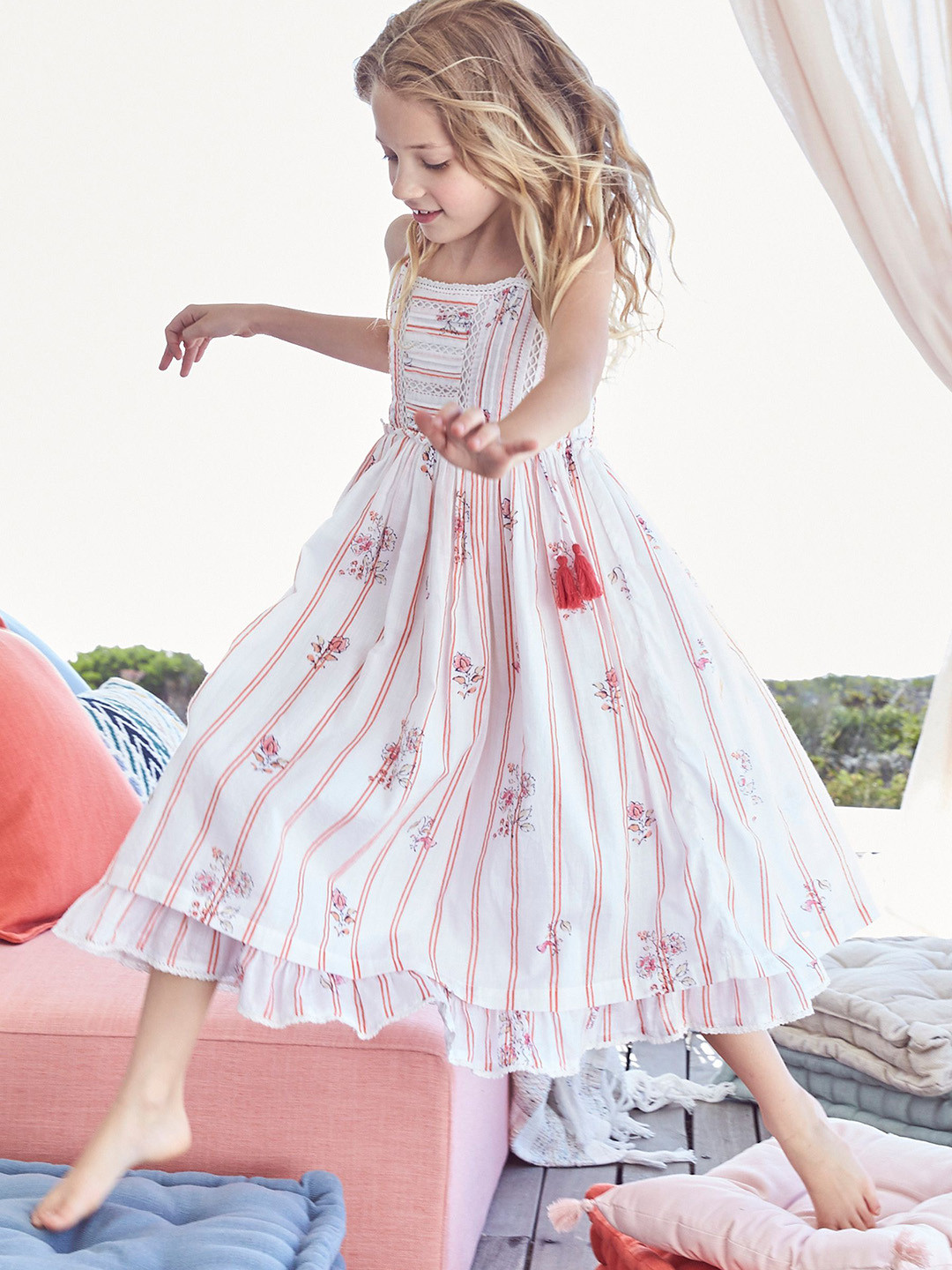 Robe NEXT Fille – Blanche, Coton, Taille 2-3 Ans, Brodée, Manches Courtes