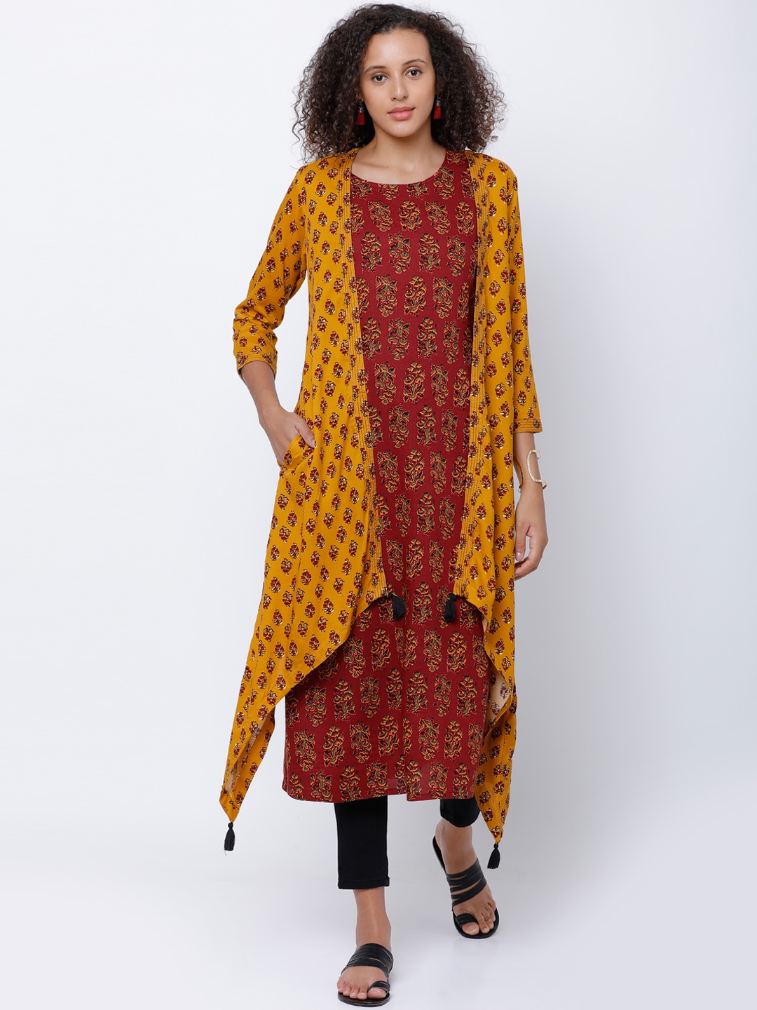 long shrug with kurta and pant