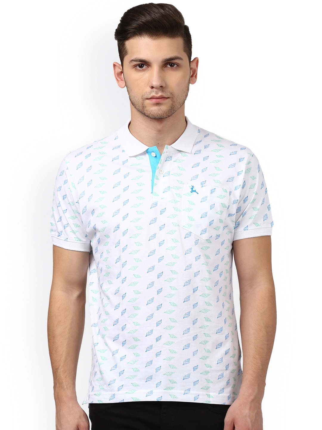 Buy Parx Men White Printed Polo Collar T Shirt - Tshirts for Men ...